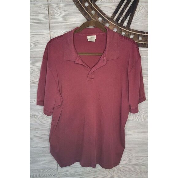 L.L. Bean Polo Mens SZ L RED Golf Cotton - Picture 2 of 6